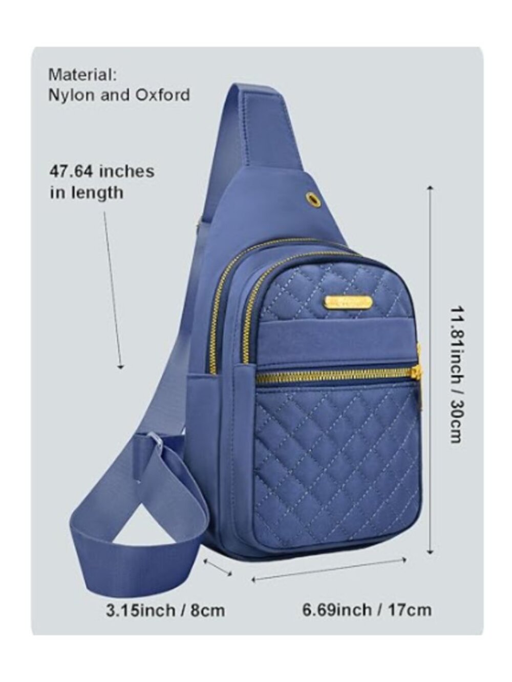 Women's/Men's Small Crossbody Sling Backpack, BLUE - Picture 9 of 10